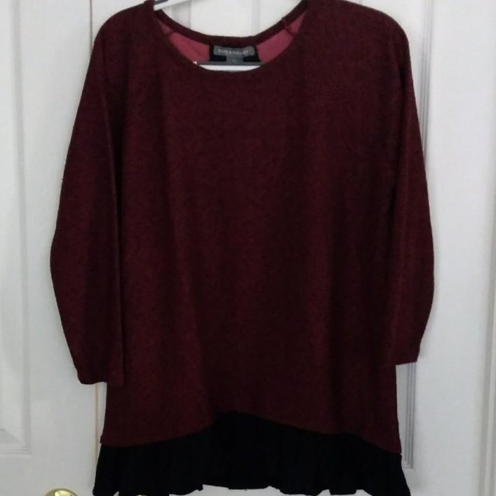 Knit Top with Ruffle Hem and Back Tie